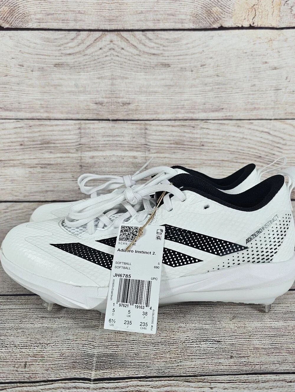 Adidas Adizero Instinct Softball Cleats Women's JH6785 White Black Size 6.5